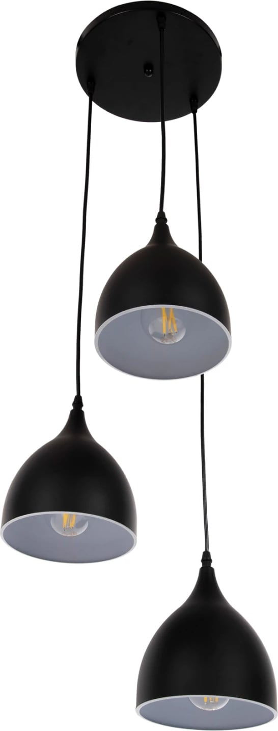 Llambë varëse tavani 3-dritash, metal i zi, FH4137, Φ33x33-115H cm Llambë varëse tavani 3-dritash, metal i zi, FH4137, Φ33x33-115H cm