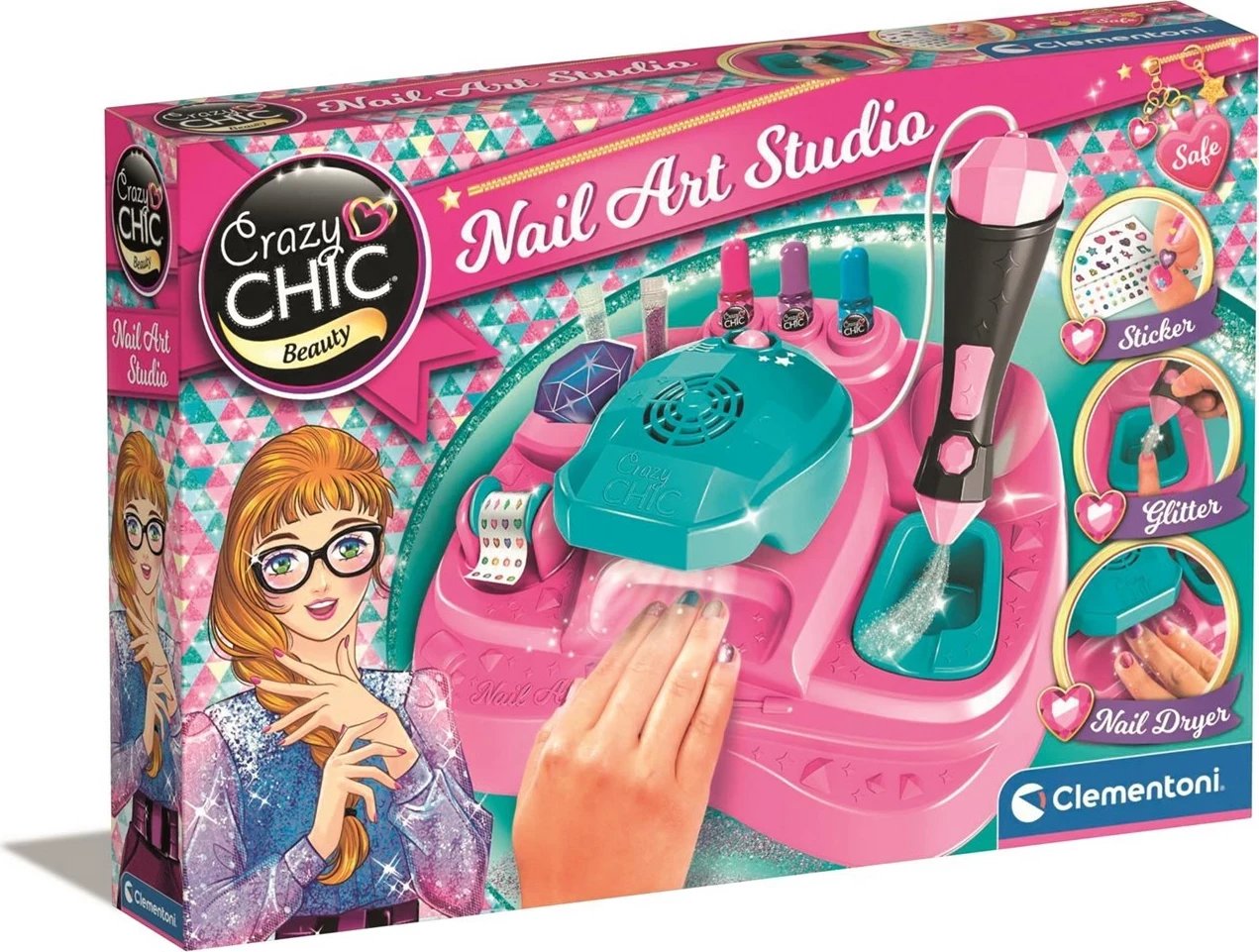 Set për thonj Clementoni Crazy Chic Nail Studio, Pa emër, 18768, Rozë dhe Teal