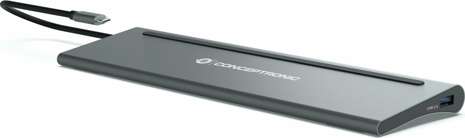Dok Conceptronic 12-1 USB-C, 2xHDMI, 3xUSB-A, DisplayPort, 18cm, gri