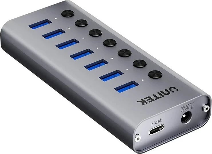 Hub USB-A 3.0 Unitek H1314A01-EU, 7 porte, Gri