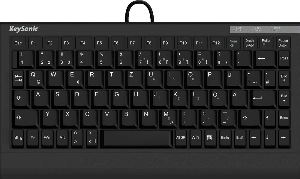 Tastierë mini KeySonic ACK-595C+, USB, QWERTZ, e zezë