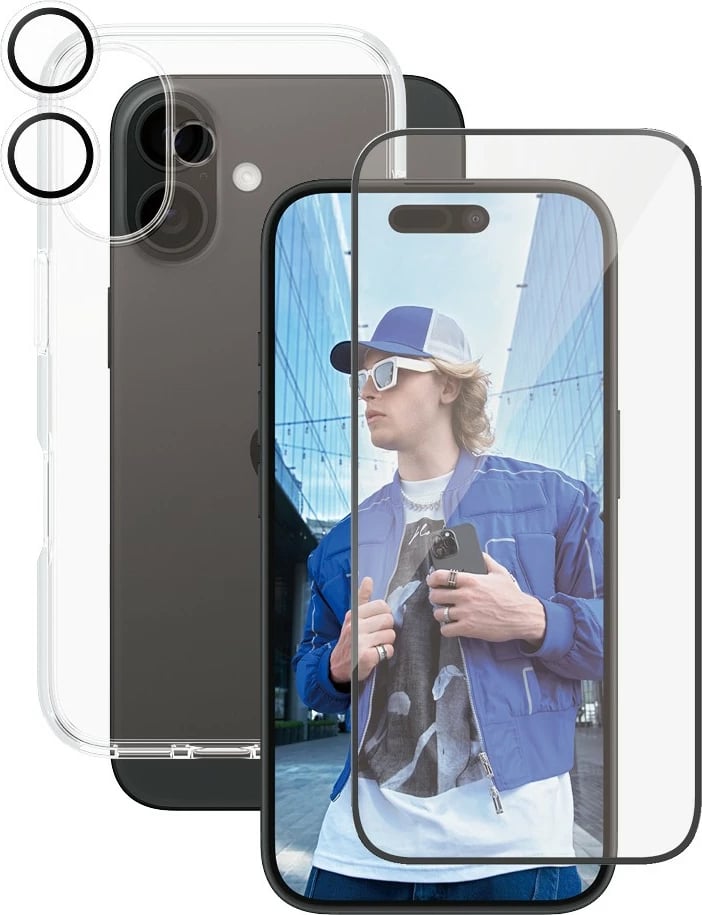 Mbështjellës PanzerGlass CARE Flagship 3-in-1 për iPhone 16, transparent