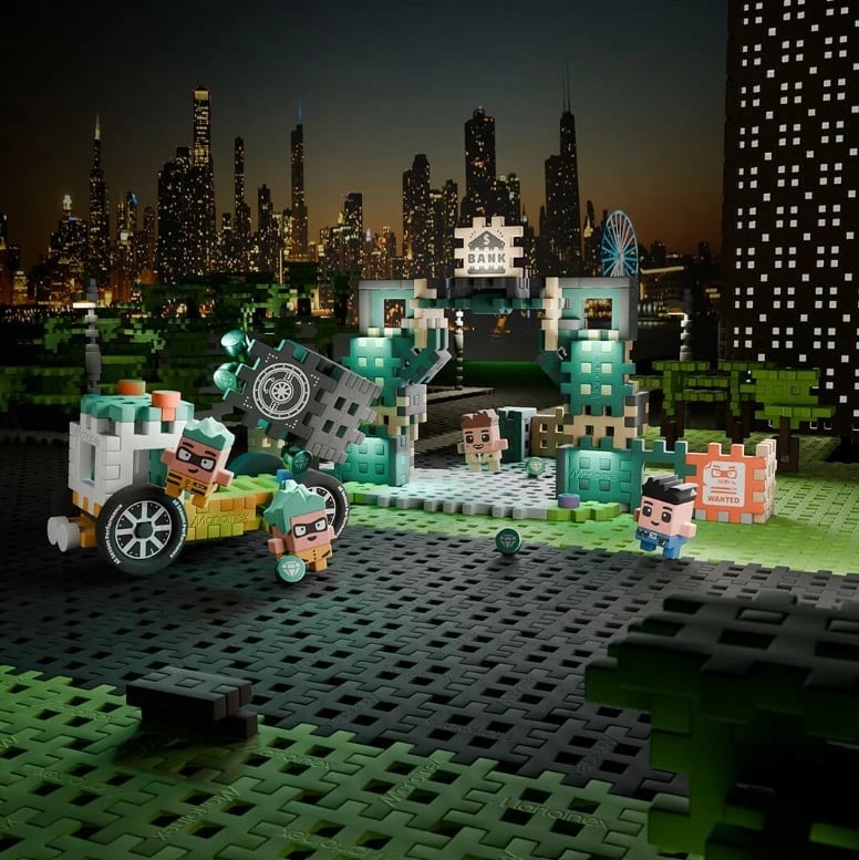 Set lodrash ndërtimi Marioinex Mini Waffle City Bank Heist, 148 pjesë, shumëngjyrëshe