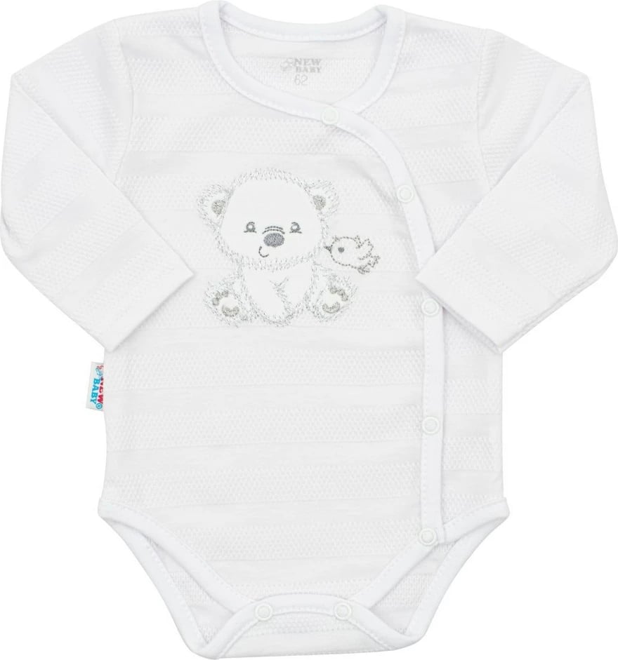Set bebesh, New Baby, Sweet Bear, 100% pambuk, madhësia 62 (3-6m), e bardhë, set 4-copësh