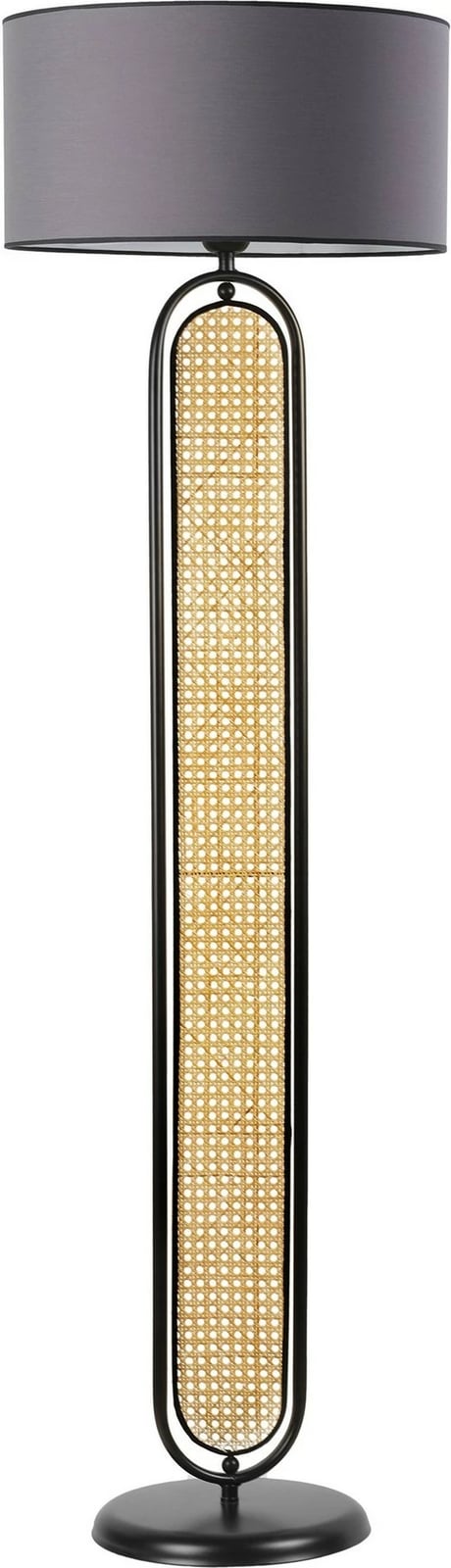 Llambë dyshemeje Opviq, 8741-7, e zezë dhe gri, trup metalik, kapak ratan, 162 cm