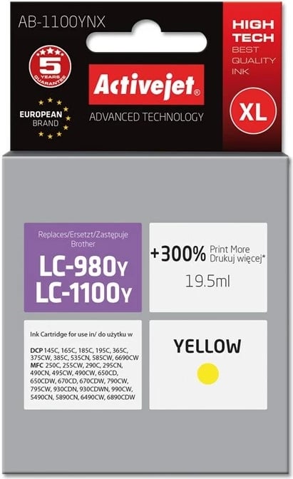 Ngjyrë zëvendësuese Activejet për printer Brother , Supreme; 19.5 ml, ngjyrë e verdhë