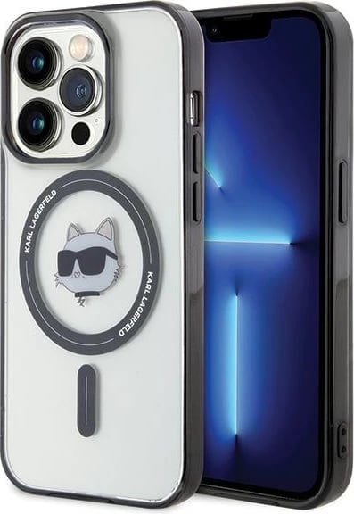 Mbështjellës Karl Lagerfeld IML Choupette's Head MagSafe për iPhone 15 Pro, Transparent