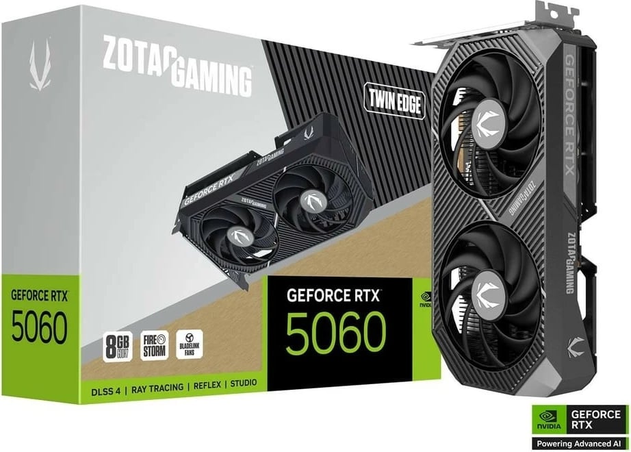 Kartë grafike, ZOTAC GeForce RTX 5060 Twin Edge ZT-B50600E-10M, 8GB GDDR7 128-bit, PCIe 5.0 x8, 3xDP/HDMI