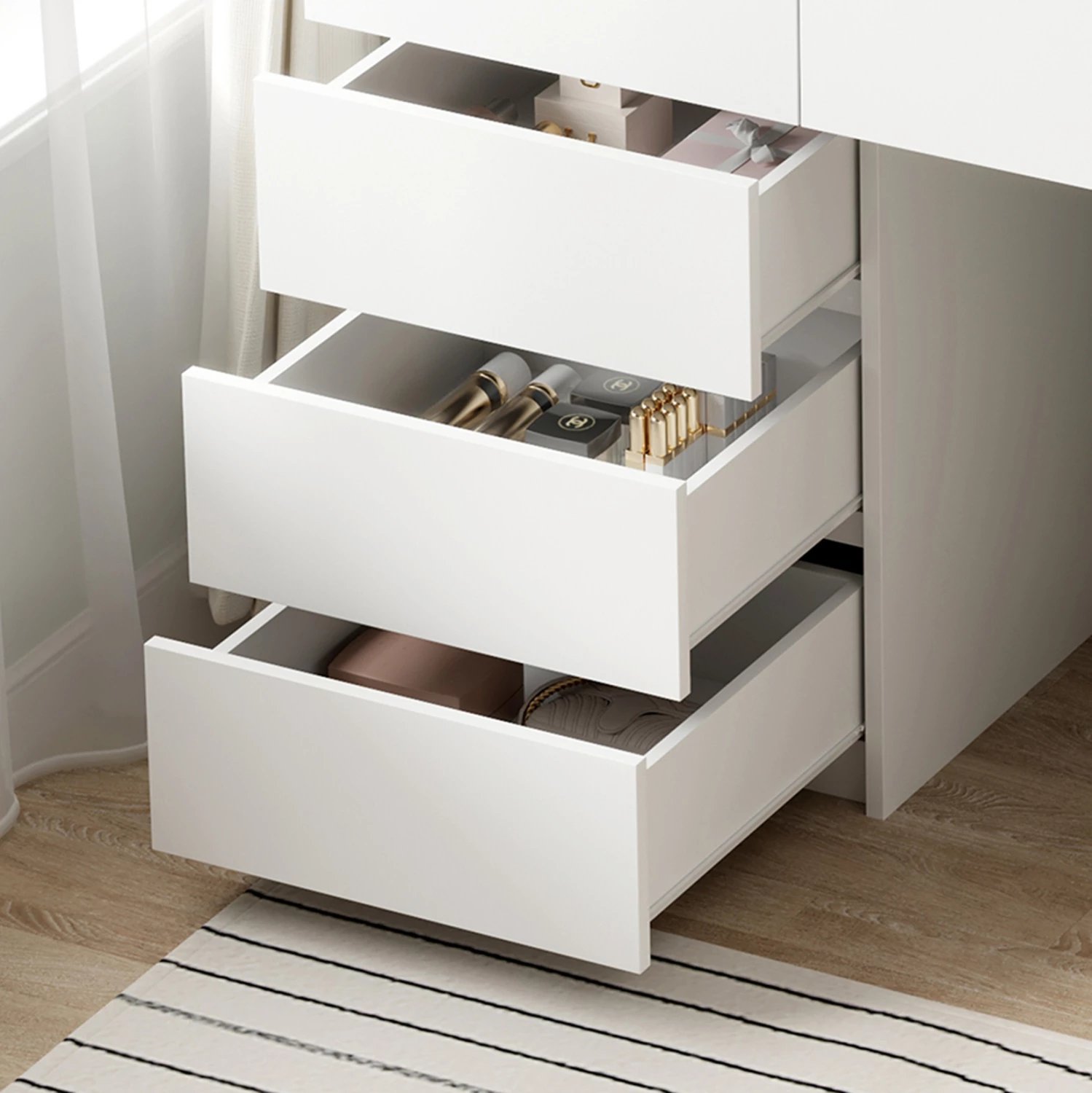 Tavolinë grimi me LED dhe sirtarë BEYON FH2500.03 melaminë, e bardhë, 80x40x140H cm