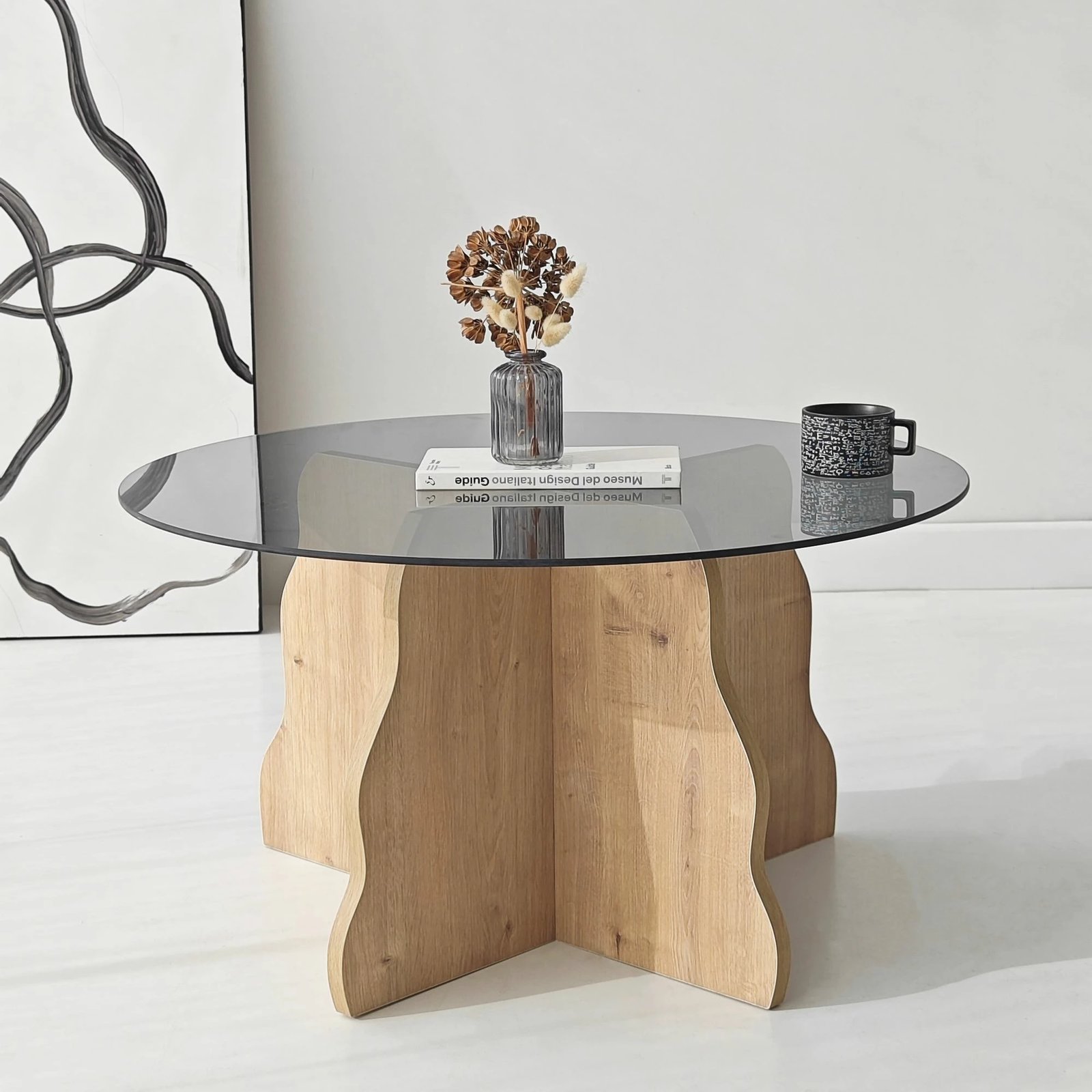 Tavolinë kafeje Skye Decor, Butterfly, ngjyrë lis safir, fume