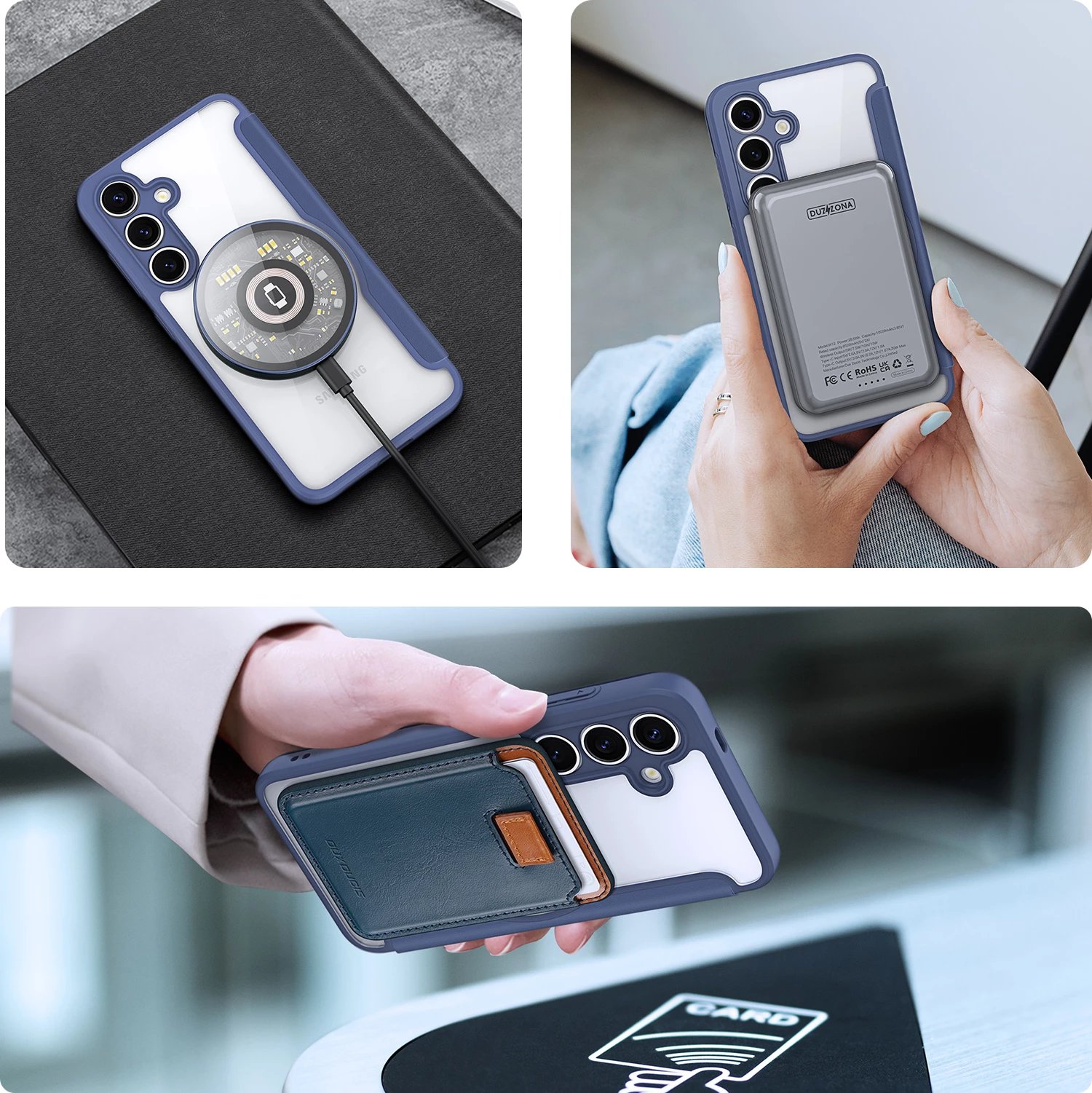 Mbështjellës Dux Ducis Skin X Pro për Samsung Galaxy S25+, me MagSafe, portofol, Blu