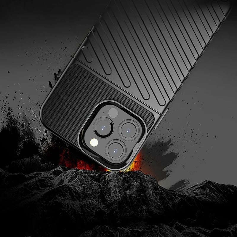 Mbështjellës Hurtel Thunder Case për iPhone 13 Pro Max, TPU, i zi