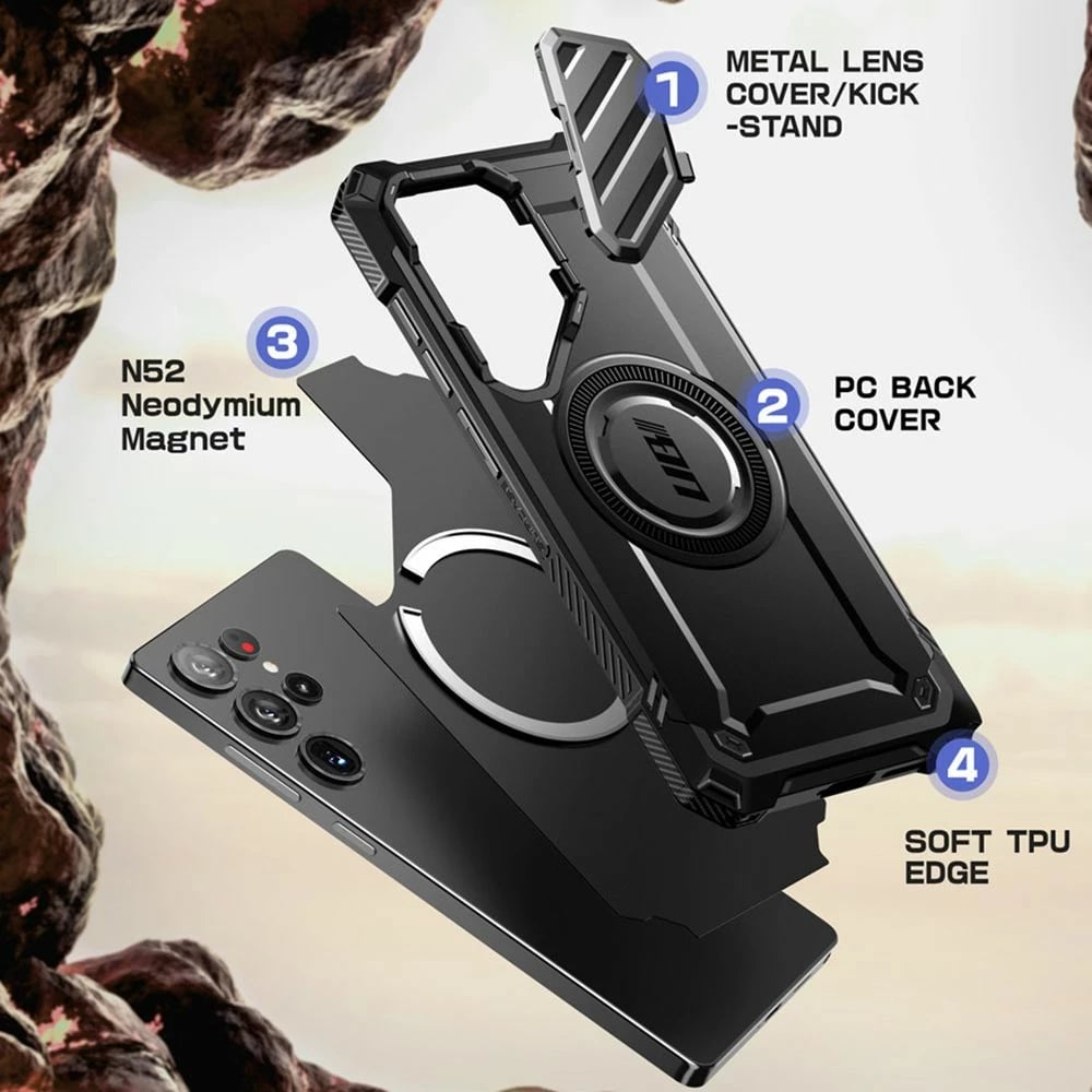 Mbështjellës Supcase Unicorn Beetle XT Mag për Samsung Galaxy S25 Ultra, i zi