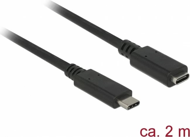 Kabëll USB DeLOCK SuperSpeed, 2 m, USB C, USB 3.2 Gen 1, 5 Gbit/s, i zi