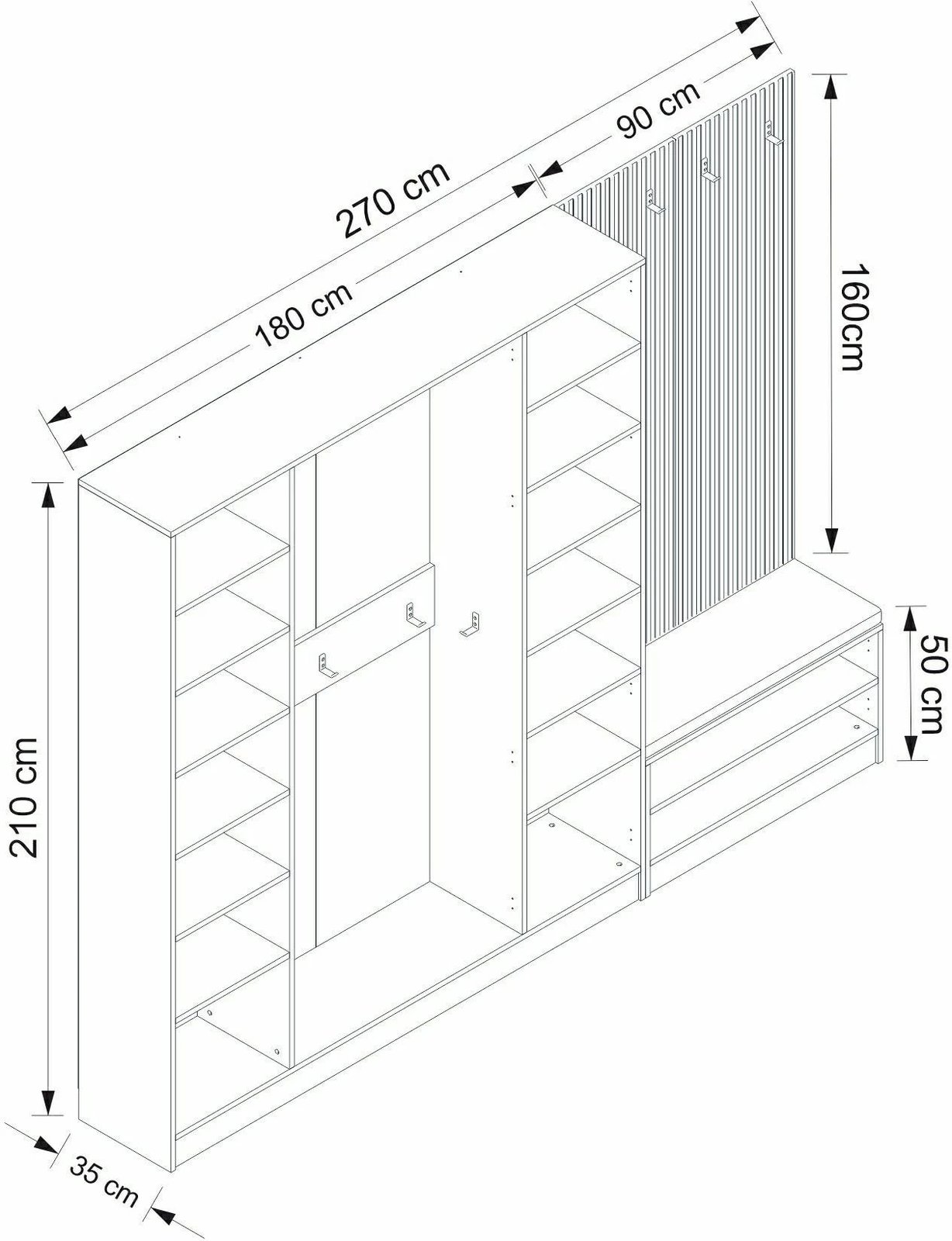 Stendë korridori Skye Decor, Noah, e bardhë, 270x210x35cm