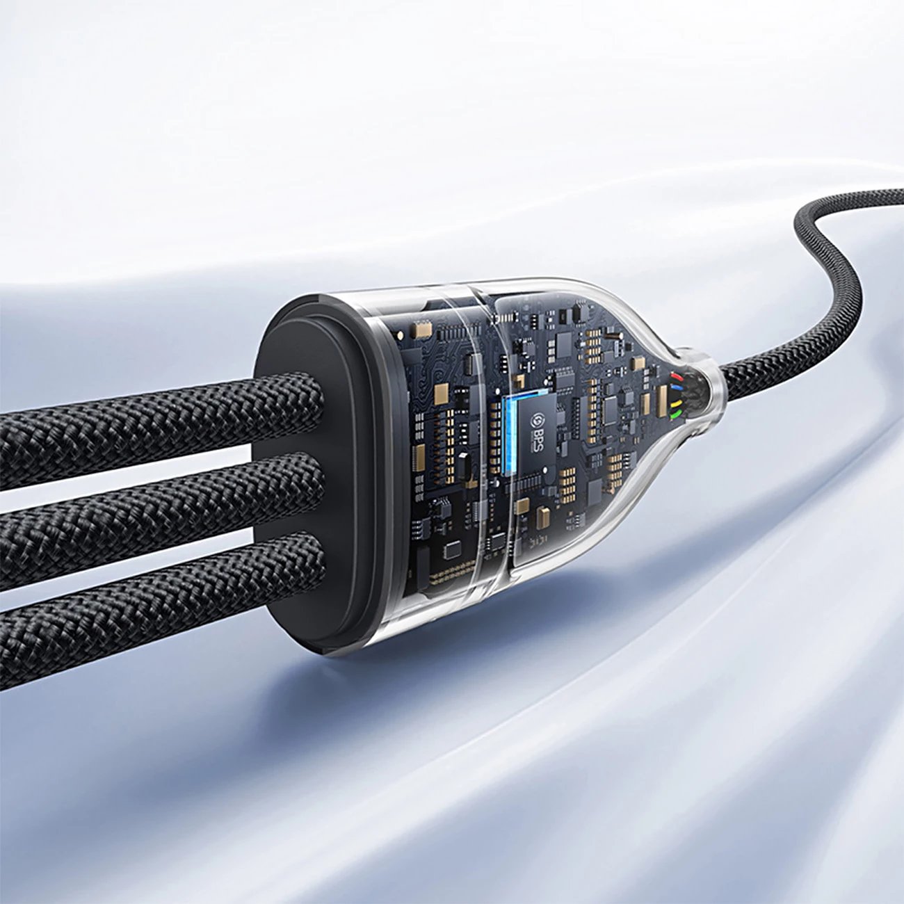 Kabllo 3-në-1 Baseus Flash Series 3, 100W, USB-C në USB-C+USB-C+Lightning, 1.5m, e zezë Kabllo 3-në-1 Baseus Flash Series 3, 100W, USB-C në USB-C+USB-C+Lightning, 1.5m, e zezë