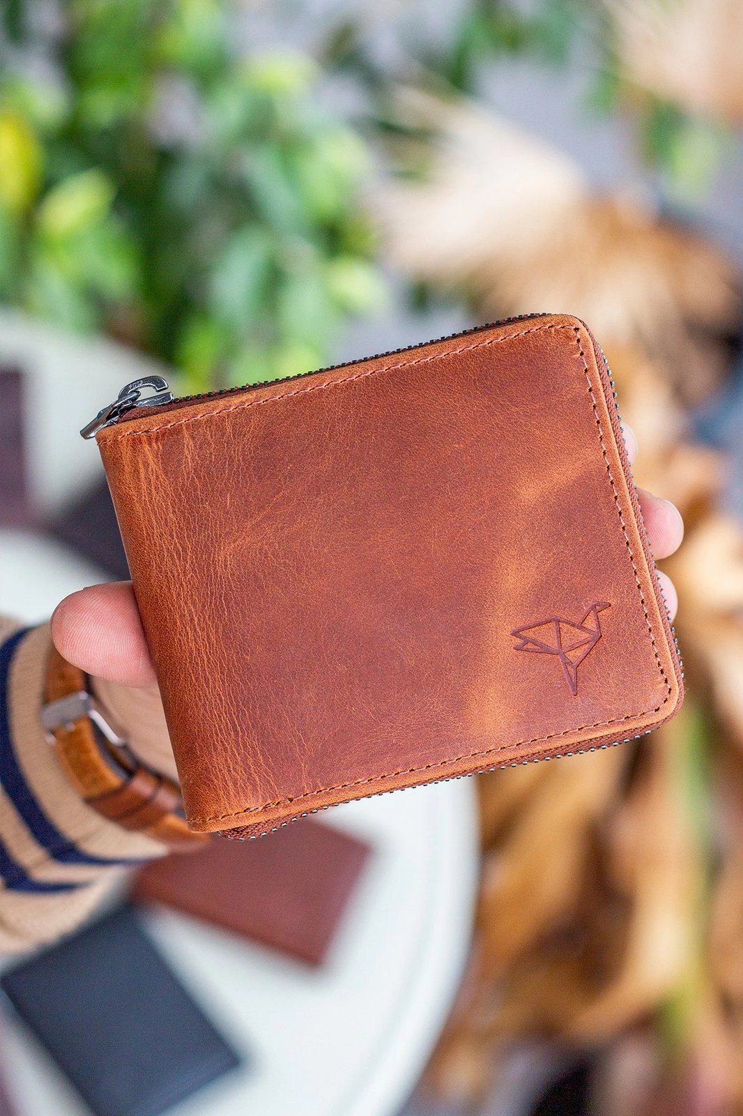 Portofol unisex Zoozie Bags Carole, ngjyrë tan, lëkurë natyrale