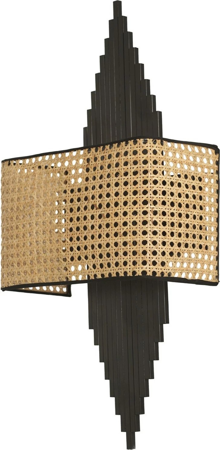 Llambë muri Opviq, Aslı - 8761-2P, metal dhe material tekstili, ngjyrë e zezë dhe bezhë