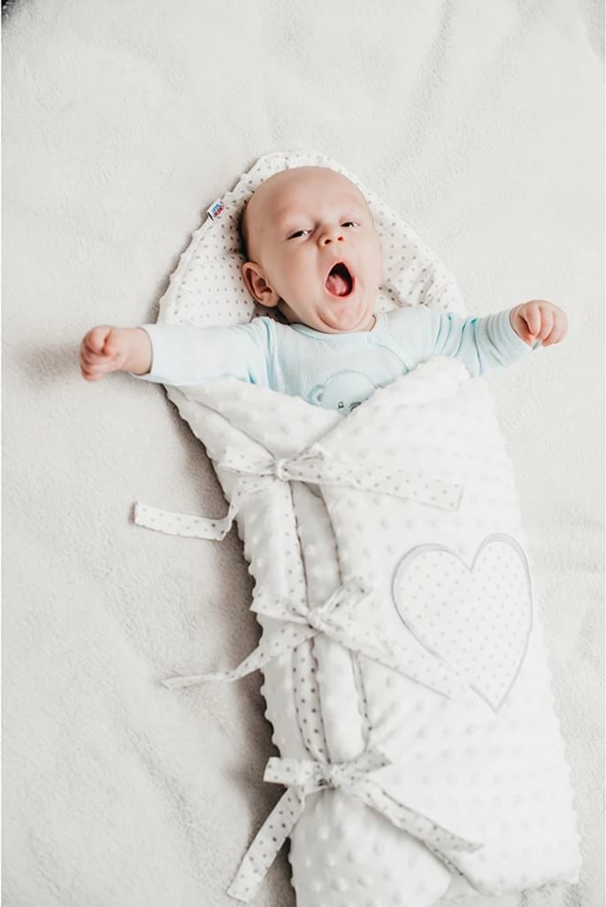Mbështjellëse bebe minky, New Baby, 75x75 cm, anti-alergjike, e bardhë