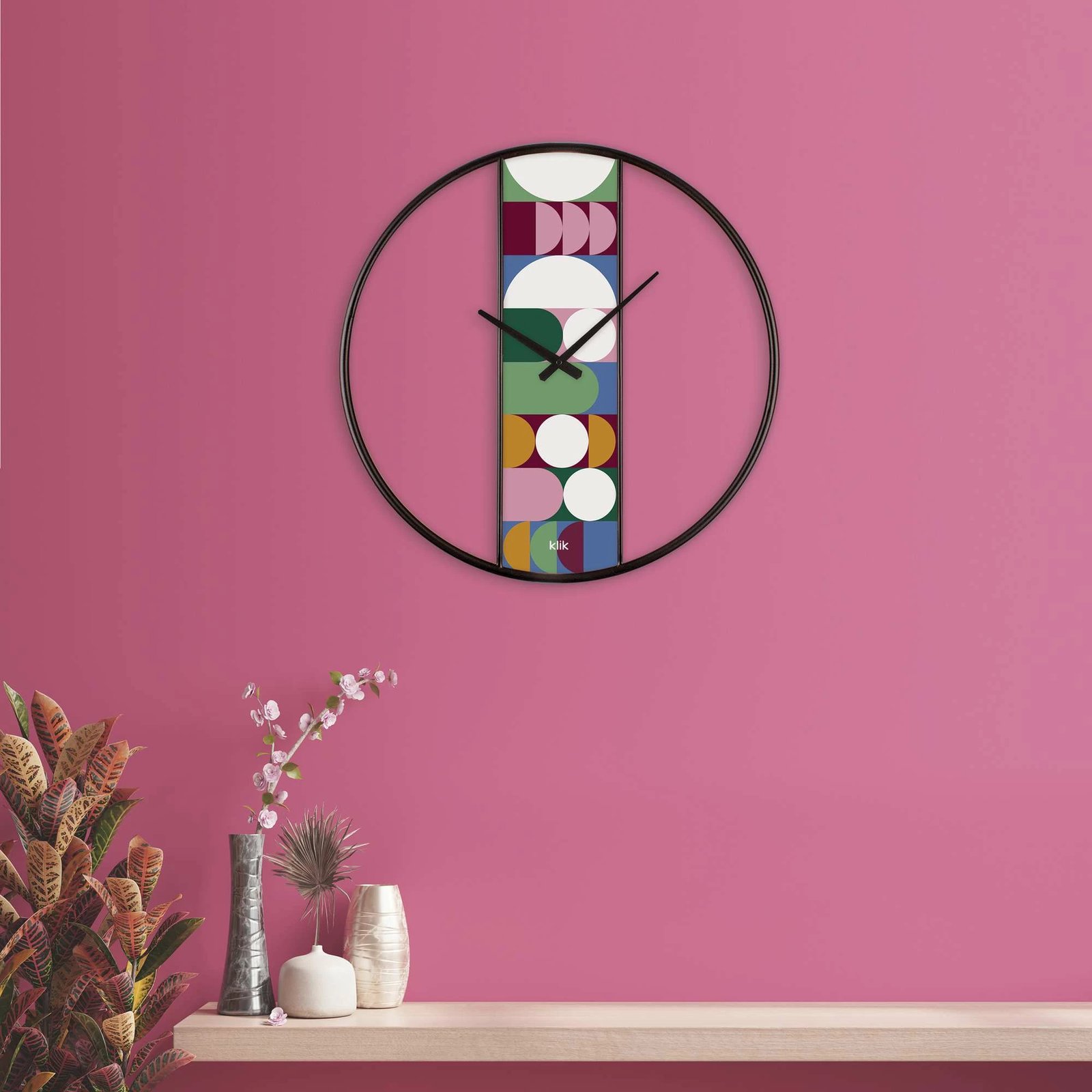 Orë muri dekorative prej metali, Wallity Demre, shumëngjyrëshe, 62x62cm