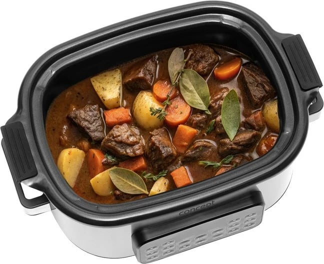 Multicooker/slow cooker Concept CK9000 6L 1250W 10 programe inox me shportë avulli dhe formë silikoni