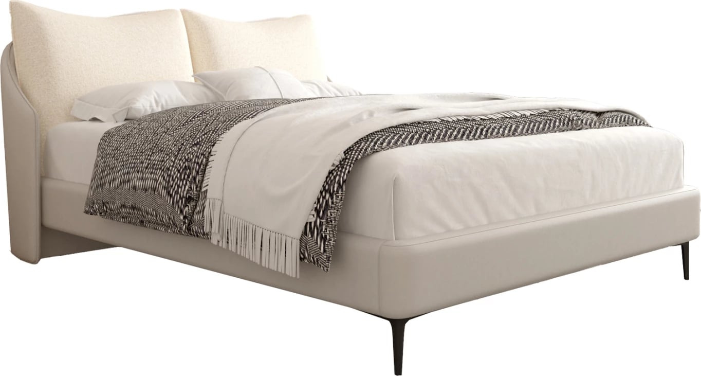 Krevat dopio Brittania, material stof & PVC, bezhë, për dyshek 160x200cm