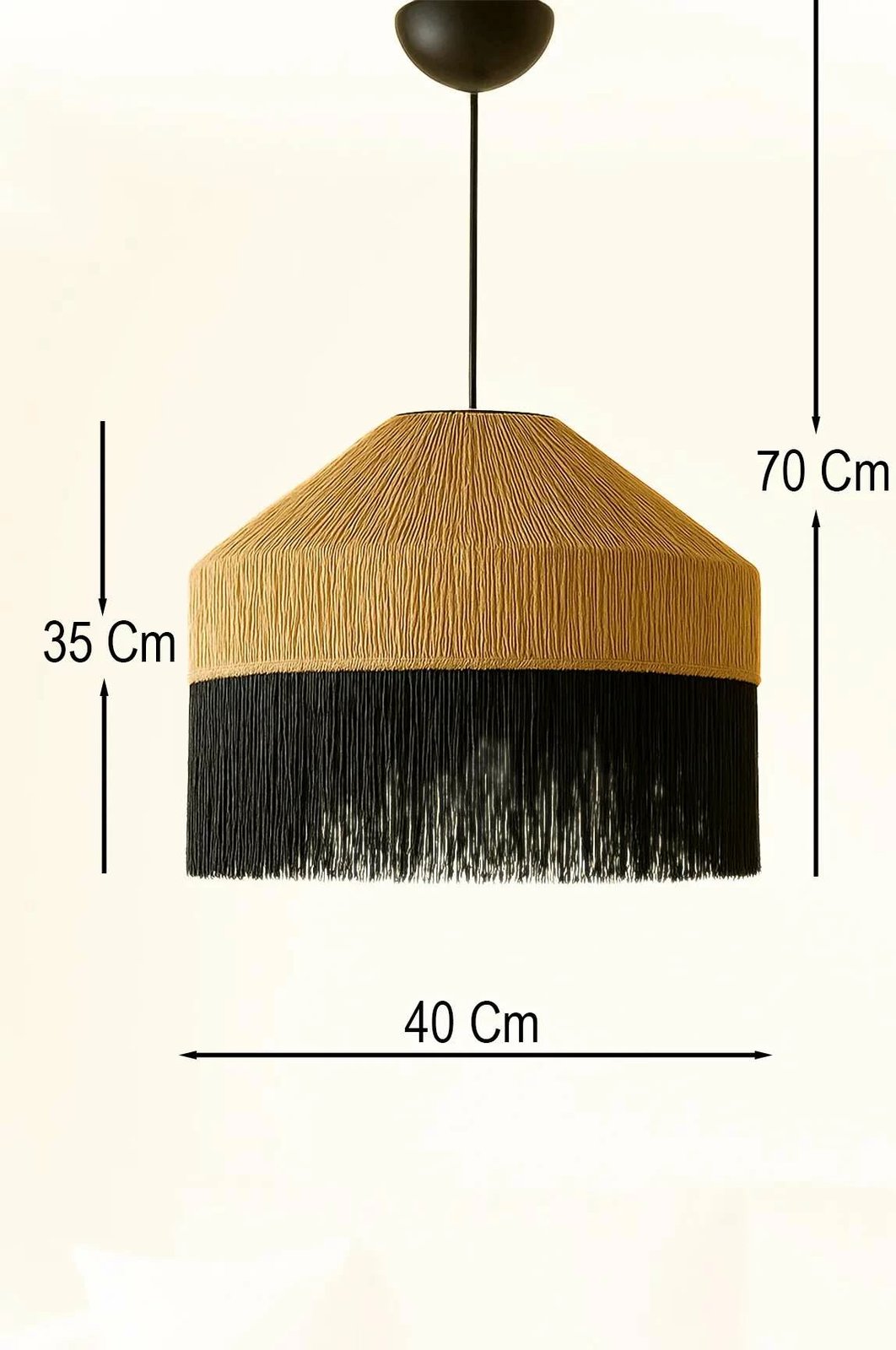 Llambë tavani Opviq, Fiora, makrame, bezhë dhe e zezë