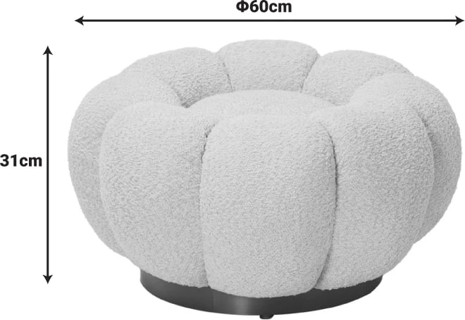 Stool Nester, stof boucle, ngjyrë mollë e kalbur, D60x31cm