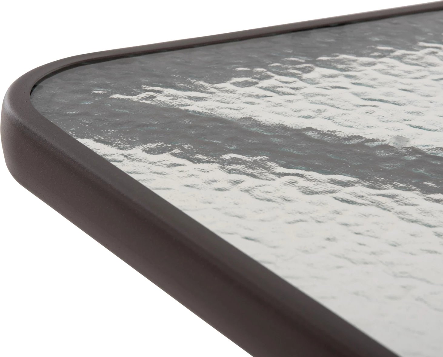 Tavolinë e jashtme katrore FIGO FH5972.02, ngjyrë kafe, metal-xham, 80x80x71 cm