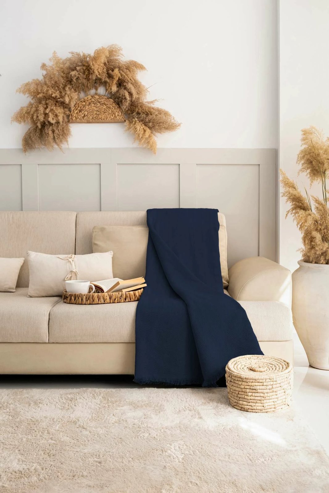 Mbulesë divani L'essentiel, ngjyrë kaltër e errët, Rio