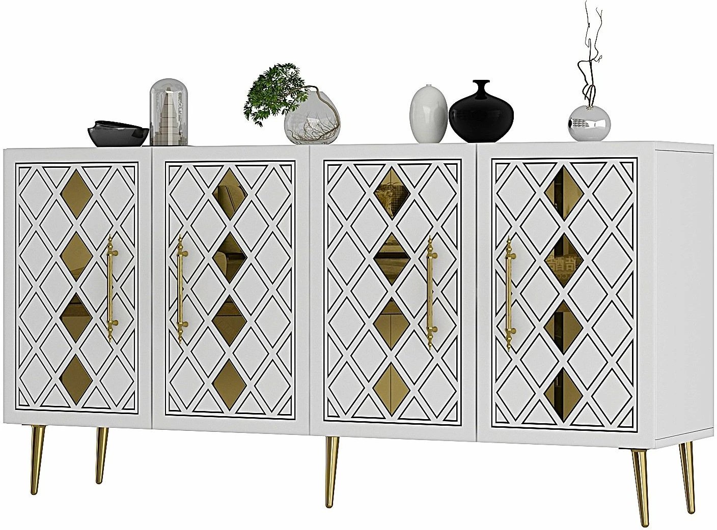 Konsol Skye Decor, e bardhë, e artë, Dome KB150