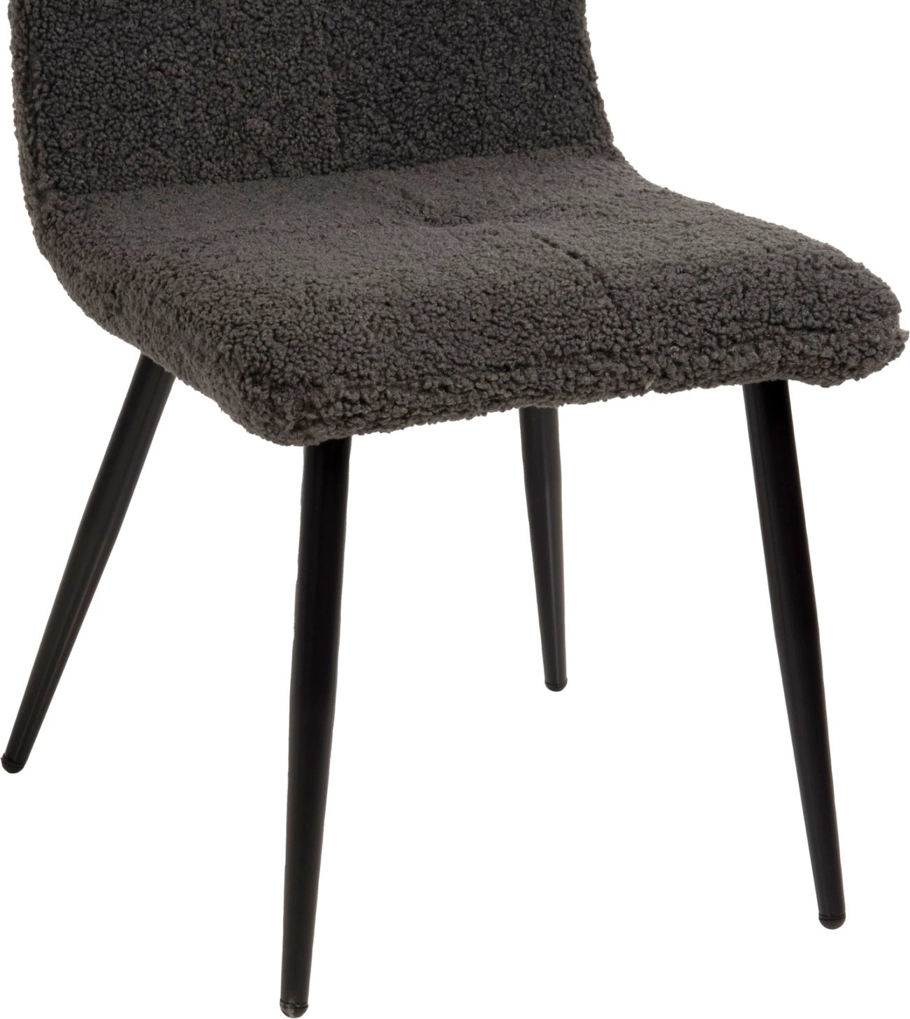 Karrige SHELLY FH8590.01, pëlhurë TEDDY, ngjyrë gri, këmbë metalike të zeza, 48x64x87H cm., set prej 2 copë