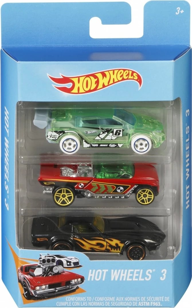 Set veturash lodër Hot Wheels K5904, 3 copë, ngjyra të përziera Set veturash lodër Hot Wheels K5904, 3 copë, ngjyra të përziera