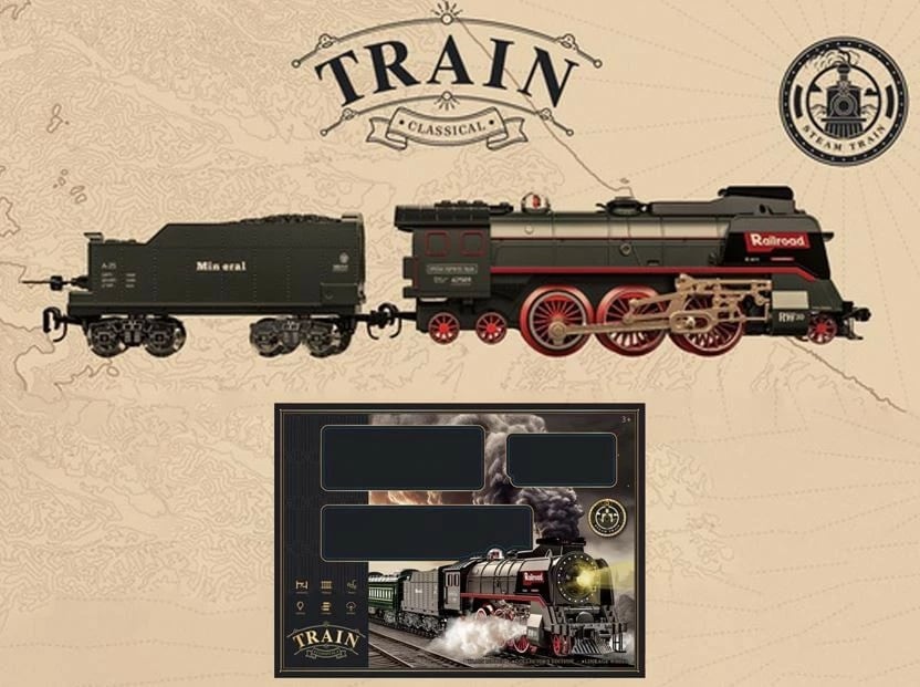 Set trenash lodër Madej 010922 me dritë, tingull, funksion tymi, me bateri, e zezë set 48 pjesë