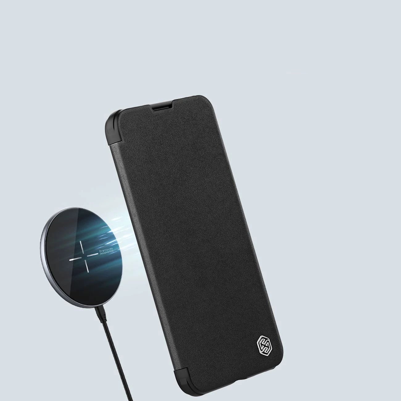 Mbështjellës Nillkin Qin Leather Pro Case për iPhone 14 Plus, me kapak dhe mbrojtje kamere, Gjelbër