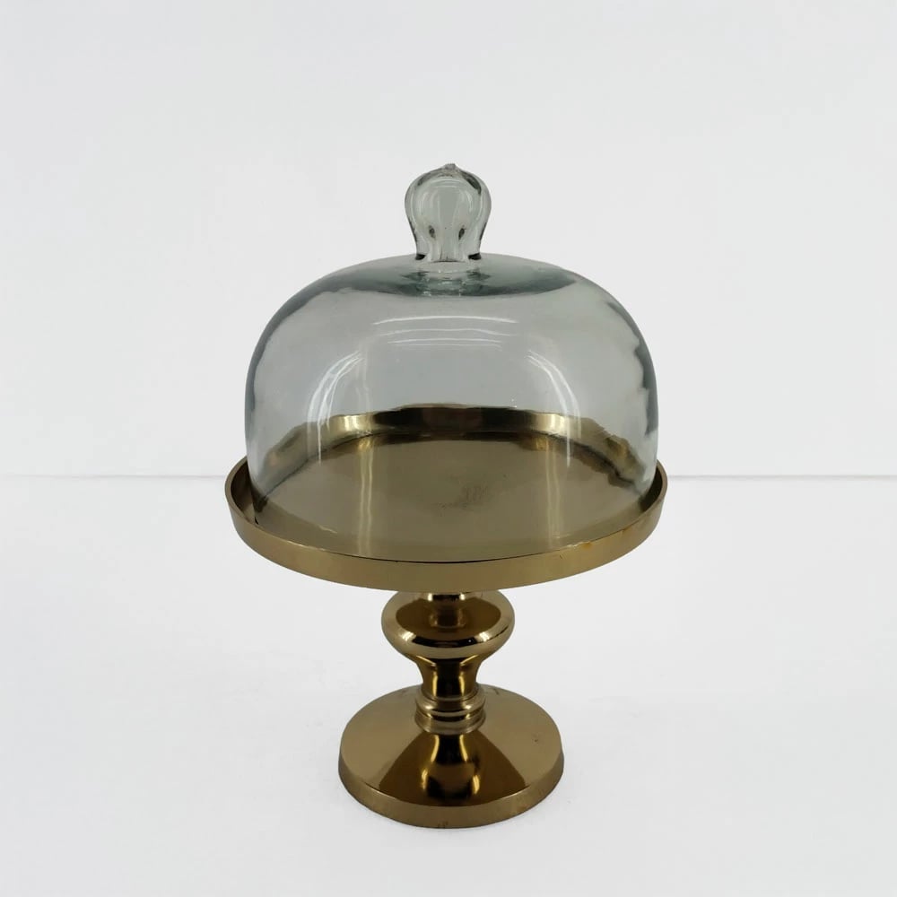 Kupë me kapak, alumin dhe xham, ngjyrë ari, 20x20x29cm