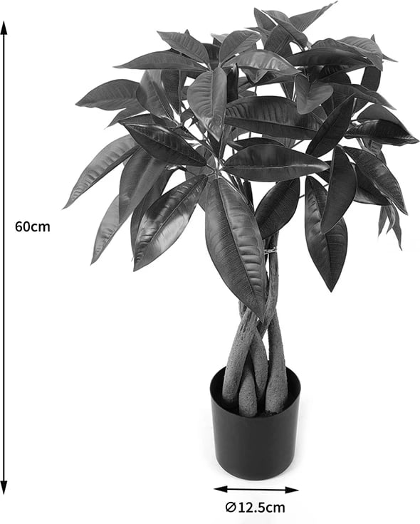 Bimë dekorative Pachira në vazo, ngjyrë e gjelbër, 40x60cm