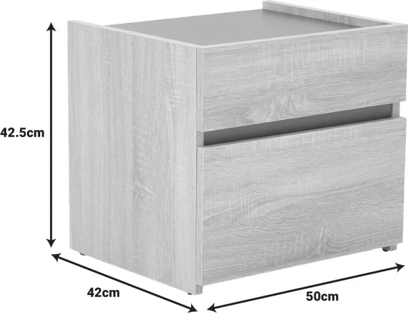 Komodinë anësore Comcie, ngjyrë natyrale me gri, 50x42x45.5cm