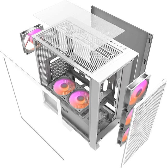 Kasë Darkflash DRX70 MESH, Middle Tower, 4 ventilatorë RGB, e bardhë