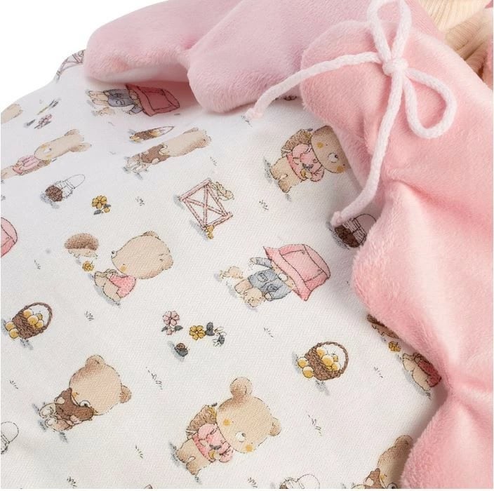 Kukull bebe Llorens Nica 40 cm, trup vinili i butë, e banojshme, set me Thes gjumi dhe aksesorë, rozë