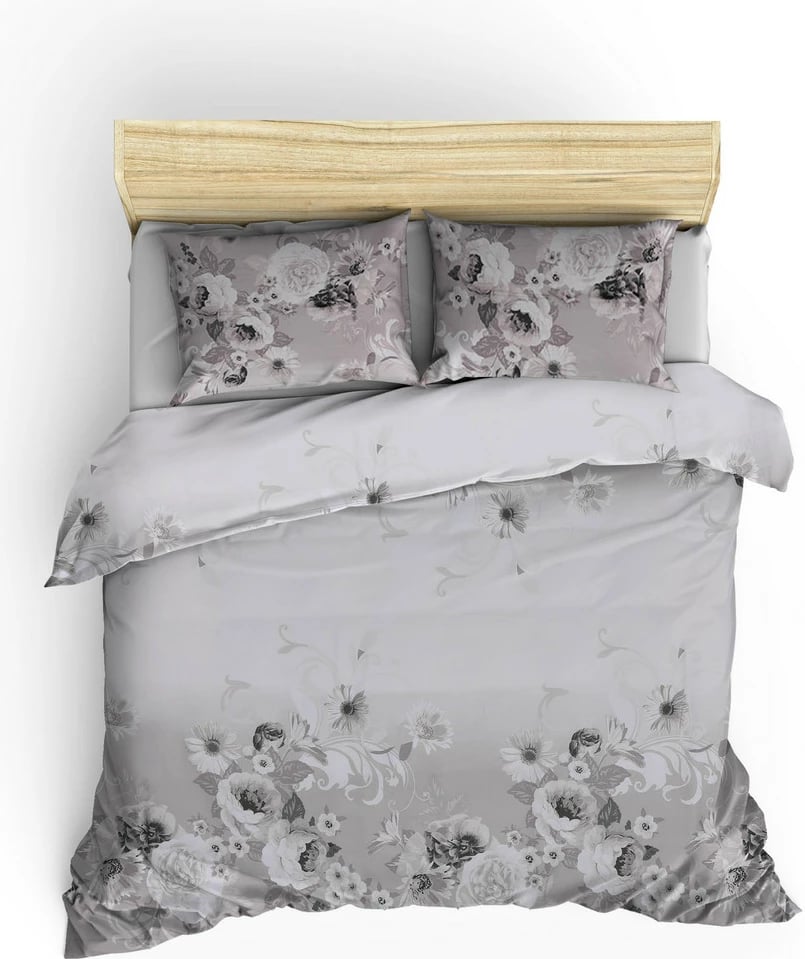 Set mbulesë për jorgan king size satin, L'essentiel, ngjyrë e bardhë, gri, powder