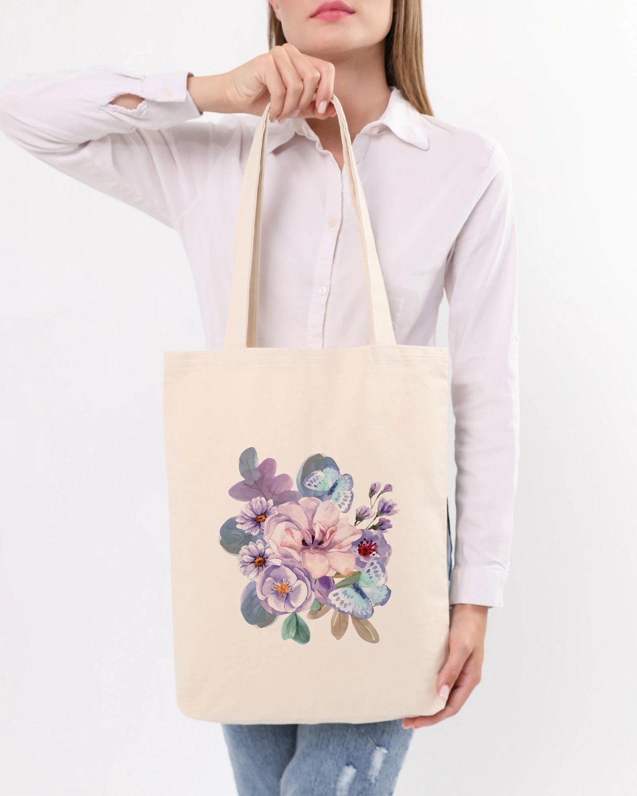 Qese tote Zoozie Bags, krem, 35x40x8cm