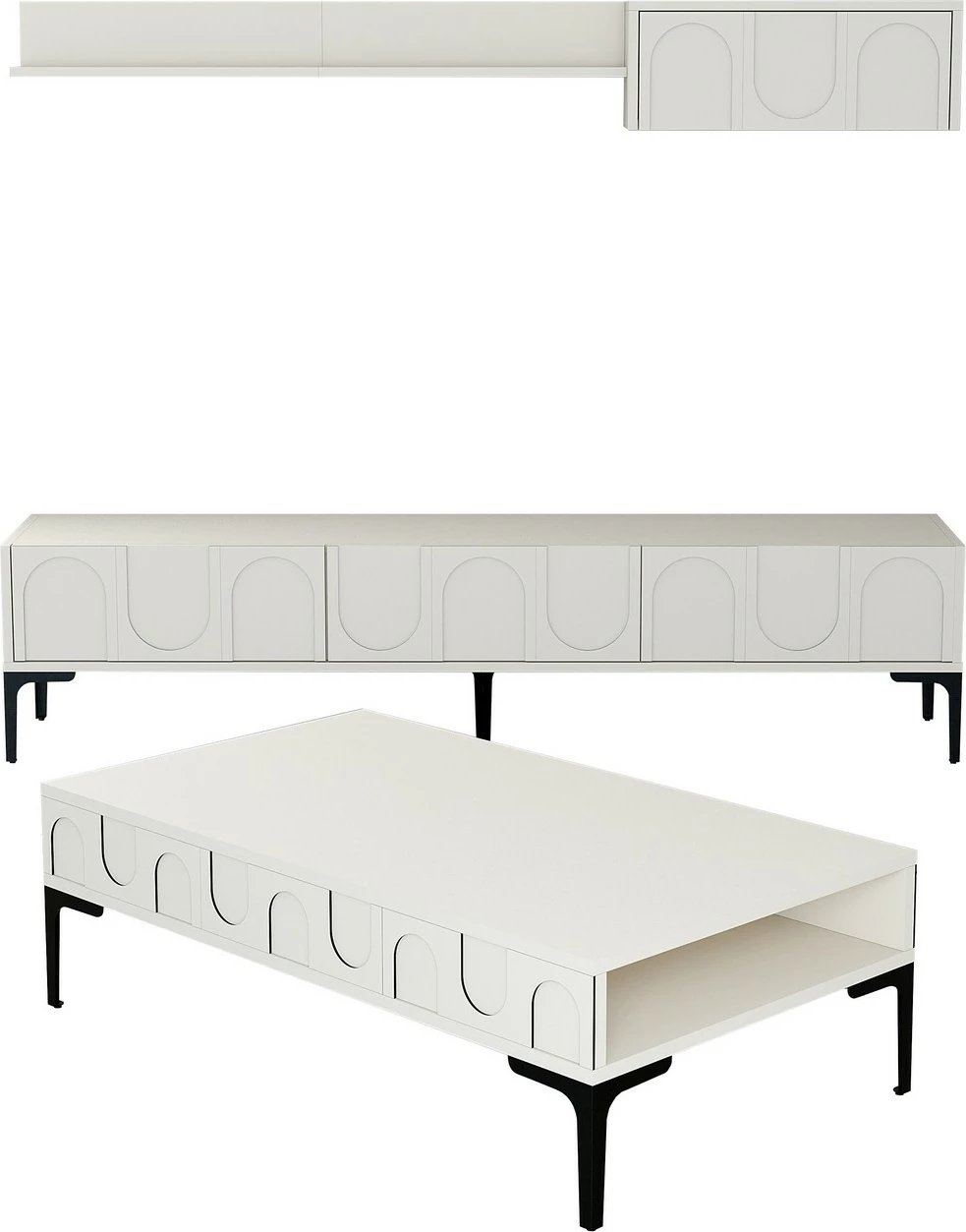 Set mobiljesh për dhomë dite Skye Decor, Lyon 3, krem, e zezë