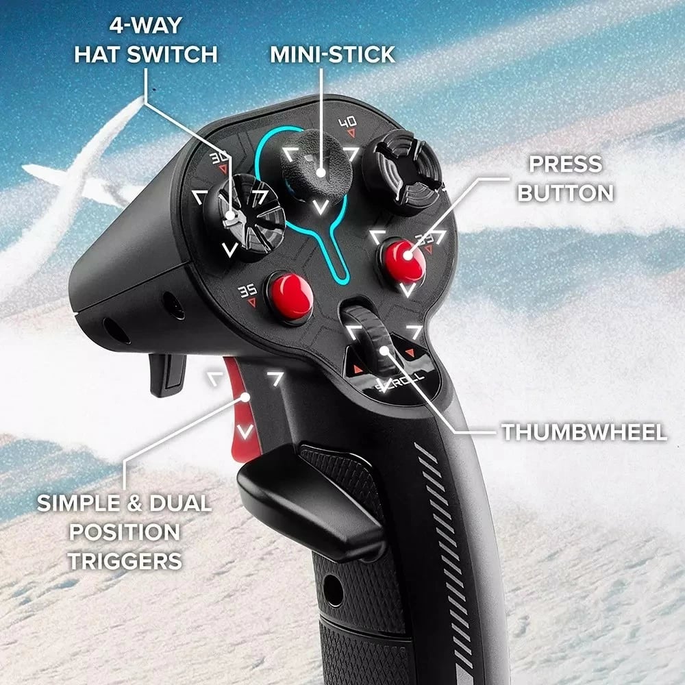 Joystick dhe throttle HOTAS Thrustmaster Sol-R 4 2960945, 21 butona, USB-C me kabllo, për PC, e zezë, set