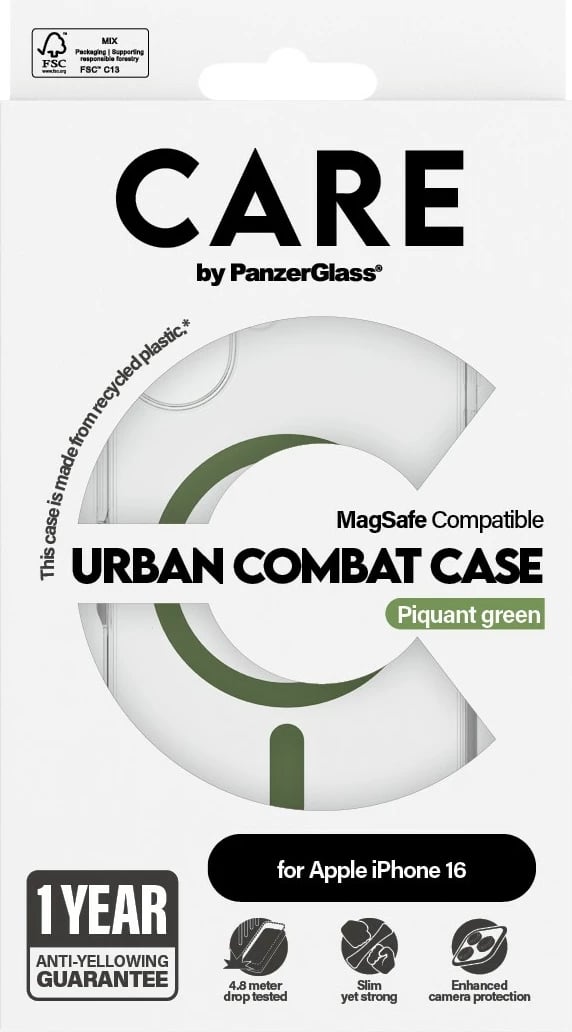 Mbështjellës PanzerGlass CARE Case Flagship MagSAFE për iPhone 16, transparent