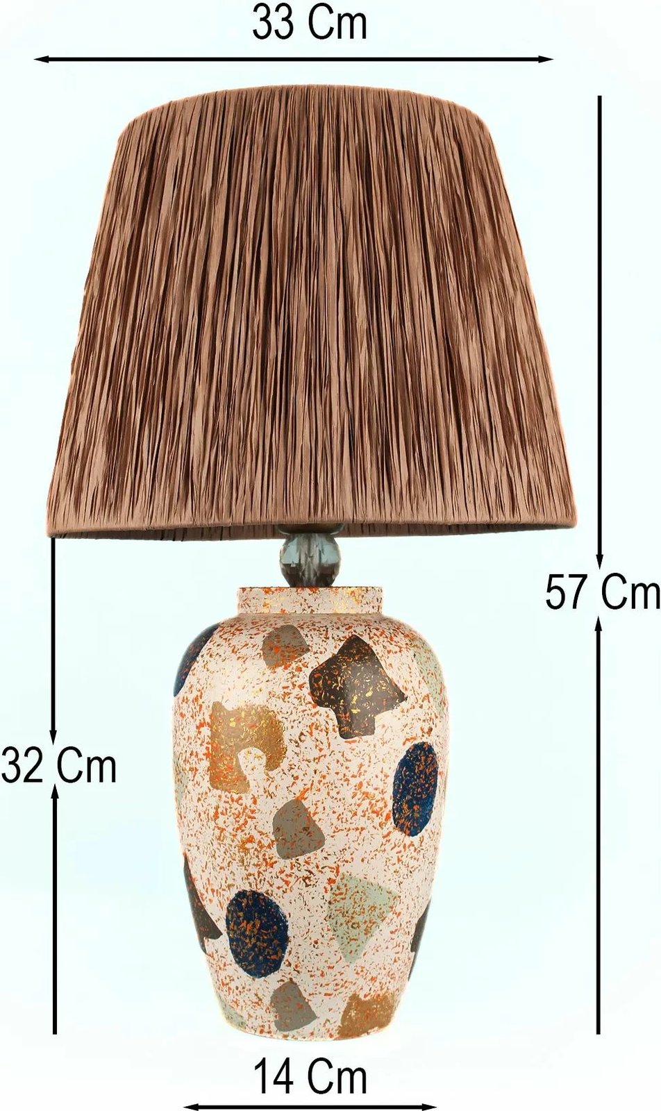 Llambë tavoline Opviq, BK047, shumëngjyrëshe, trup qeramike, kapak rafie