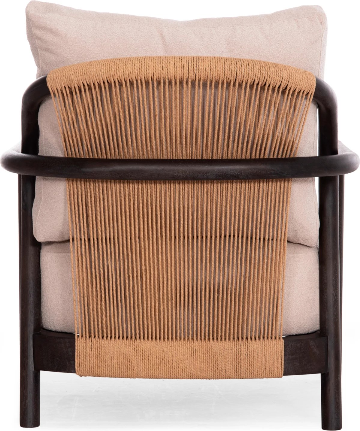 Fotel Pristine, dru mahogany i zi, litar bezhë, jastëk krem, 70x77x71.5cm