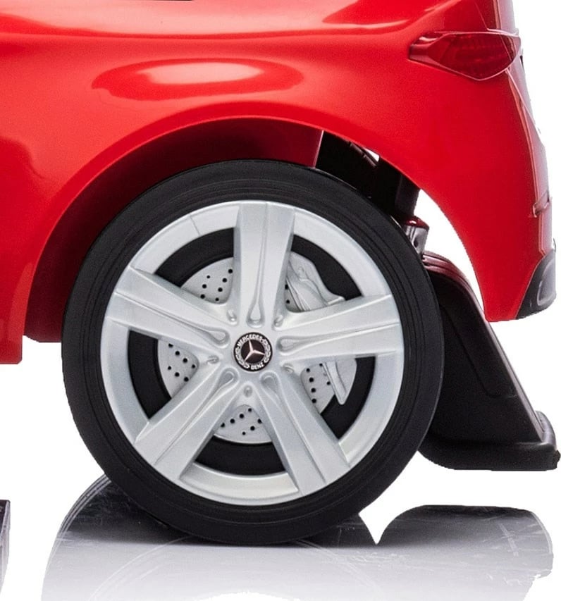 makinë ride-on për fëmijë, Milly Mally, Mercedes C-Class Deluxe, me dorezë drejtuese dhe barrierë të heqshme, sedilje eko-lëkurë, goma gome, ngarkesa max 25 kg, e kuqe