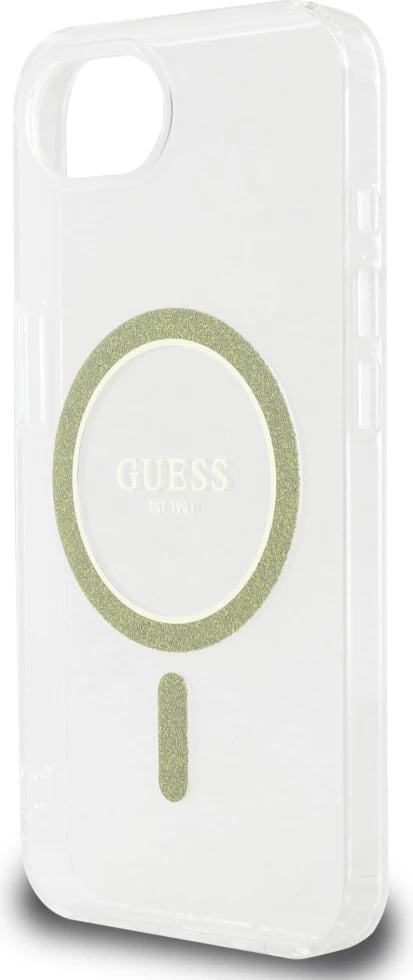 Mbështjellës Guess IML Glitter Circle MagSafe për iPhone 16e, Transparent Mbështjellës Guess IML Glitter Circle MagSafe për iPhone 16e, Transparent