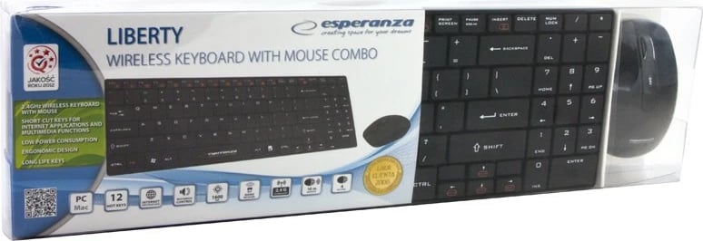 Set tastierë dhe maus wireless Esperanza LIBERTY EK122K, multimedia, USB, e zezë